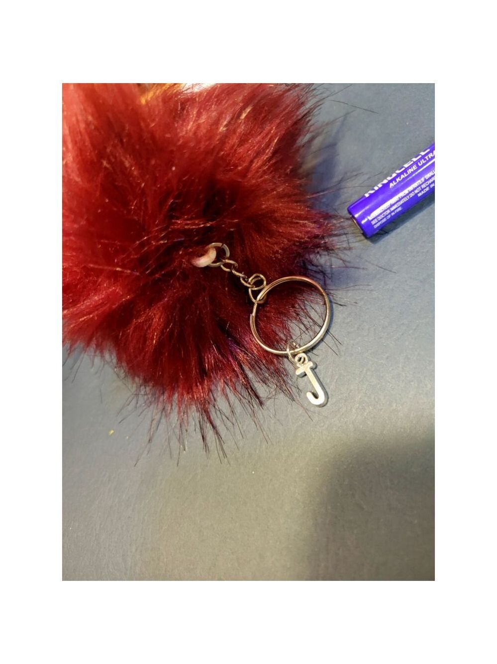 Faux Fox Fur Keychain Letter 3 Inch